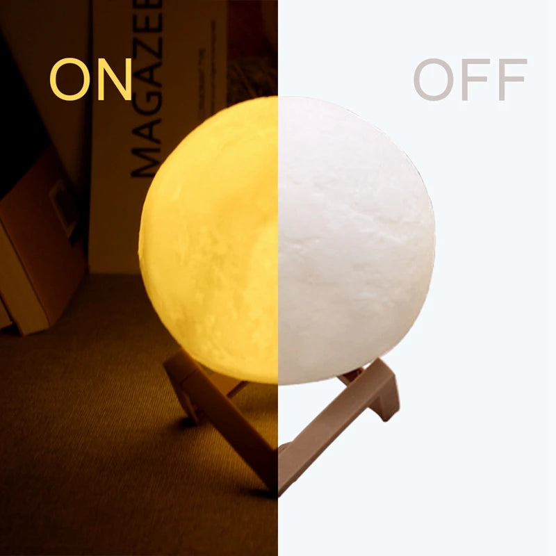 LED Night Light 3d Printing Moonlight 8 cm Bedroom Decoration Moonlight Children Christmas New Year Gift Decor Lighting Atmosphe