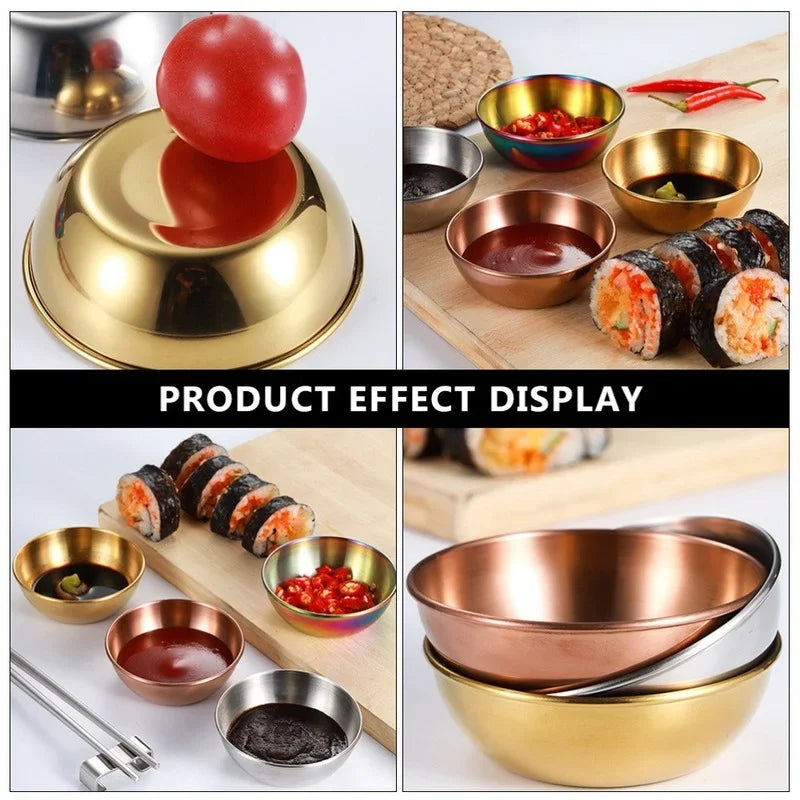 2/4/6pcs Stainless Steel Small Sauce Dishes Seasoning Serving Tray Spice Plates Set Soy Sauce Dish Specialty Tableware