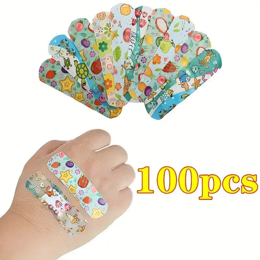 100pcs Cartoon Animal Pattern Waterproof Hemostasis Kids Band Aid Stickers Adhesive Bandage Wound Strips Plasters for Children