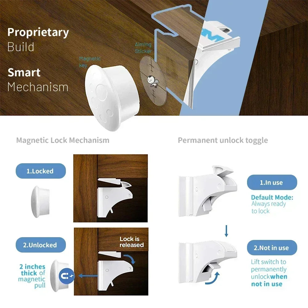 Keep Your Kids Safe with Magnetic Children's Lock: Ideal Drawer & Cabinet Door Safety For Babies, Toddlers & Children