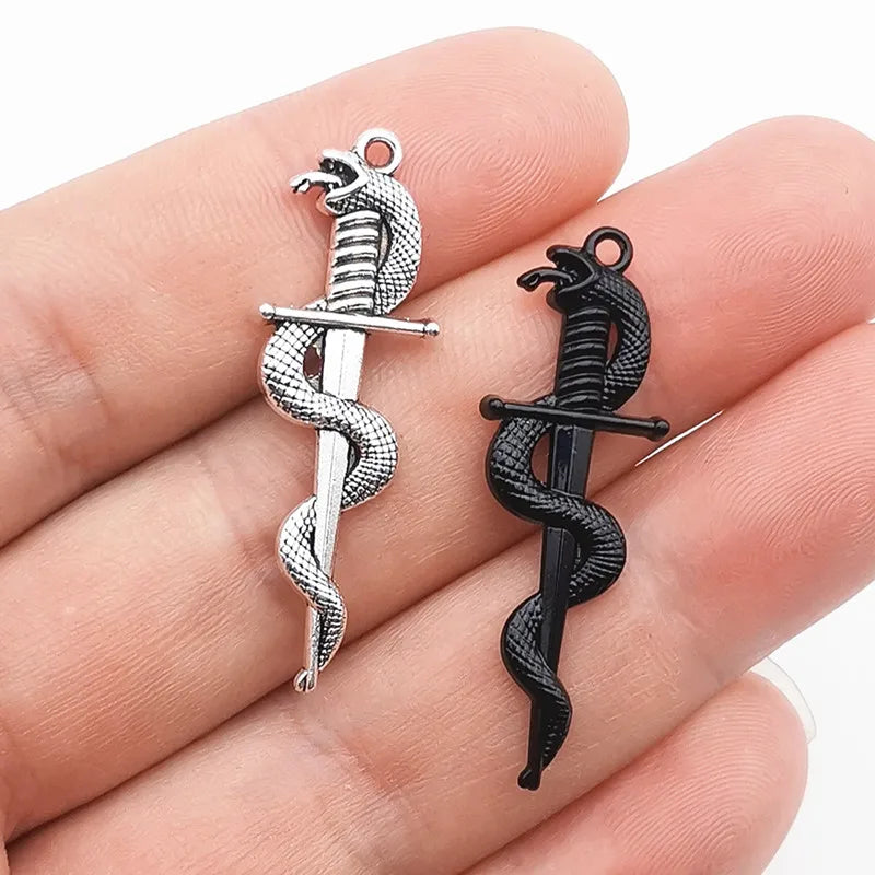 10pcs 40*13.5mm Alloy Snake Sword Charms,Snake Charm, Dagger Charm,Snake Pendant  Fit Jewelry Making DIY Jewelry Findings