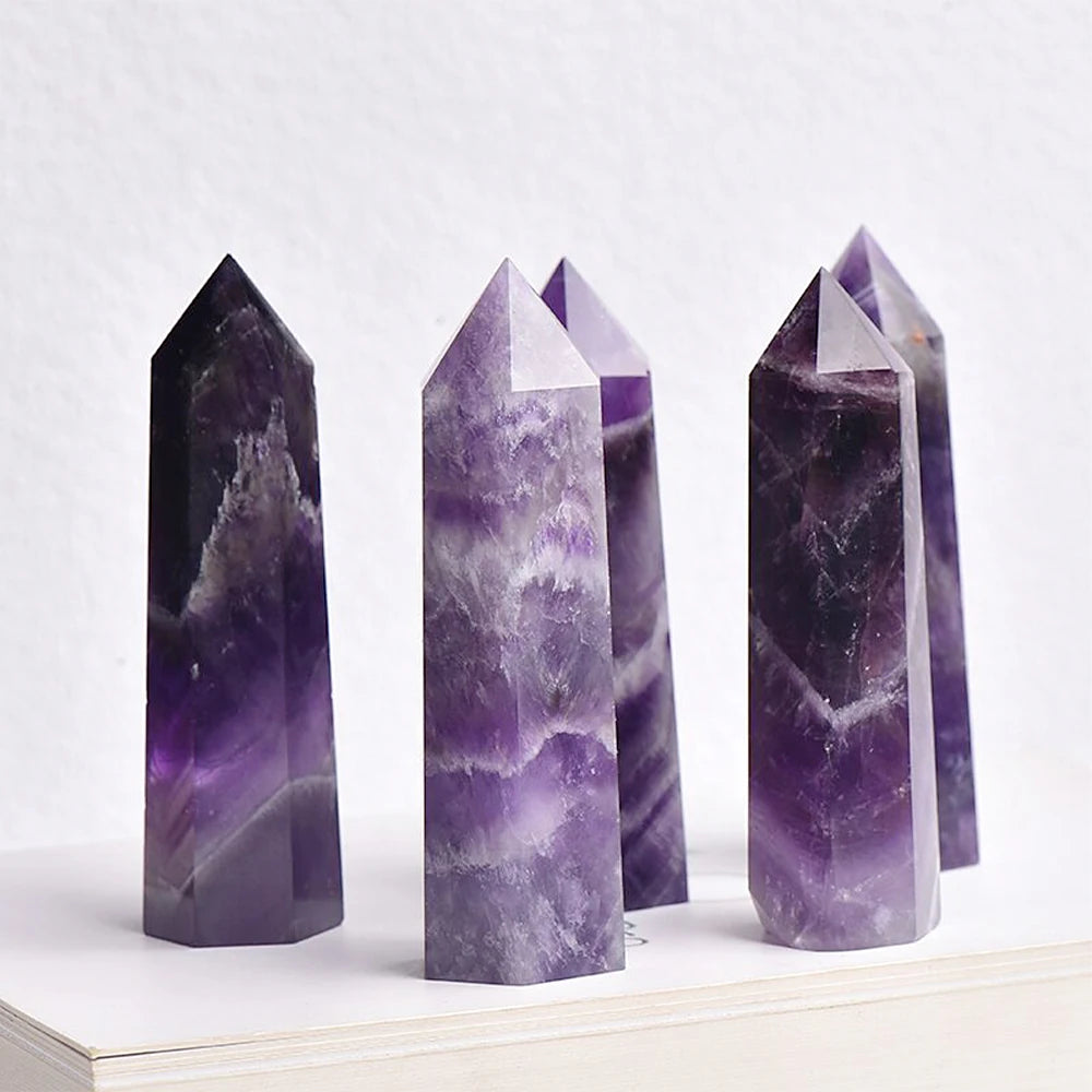 Natural Stone and Crystals Point Wand Witchcraft Rose Quartz Amethyst Home Decoration Mineral Stones Crafts Room Aquarium Decor