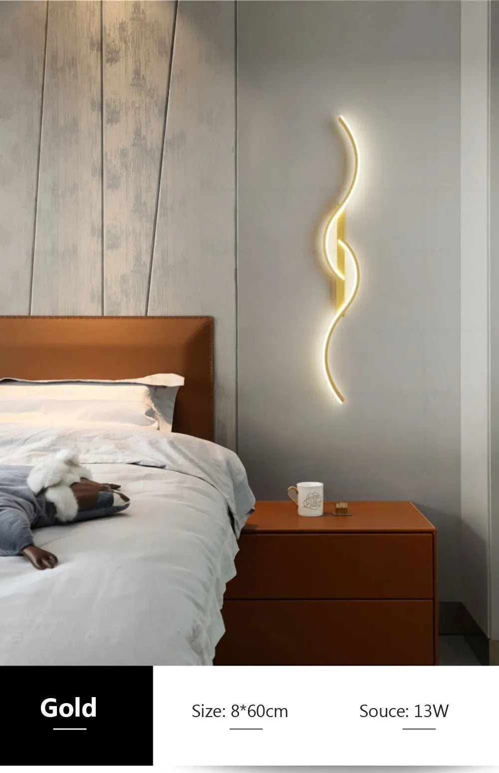 Modern LED Wall Lamp Minimalist Led Light Bedroom Bedside Long Strip Wall Sconces Living Room Home Indoor Lighting Fixture