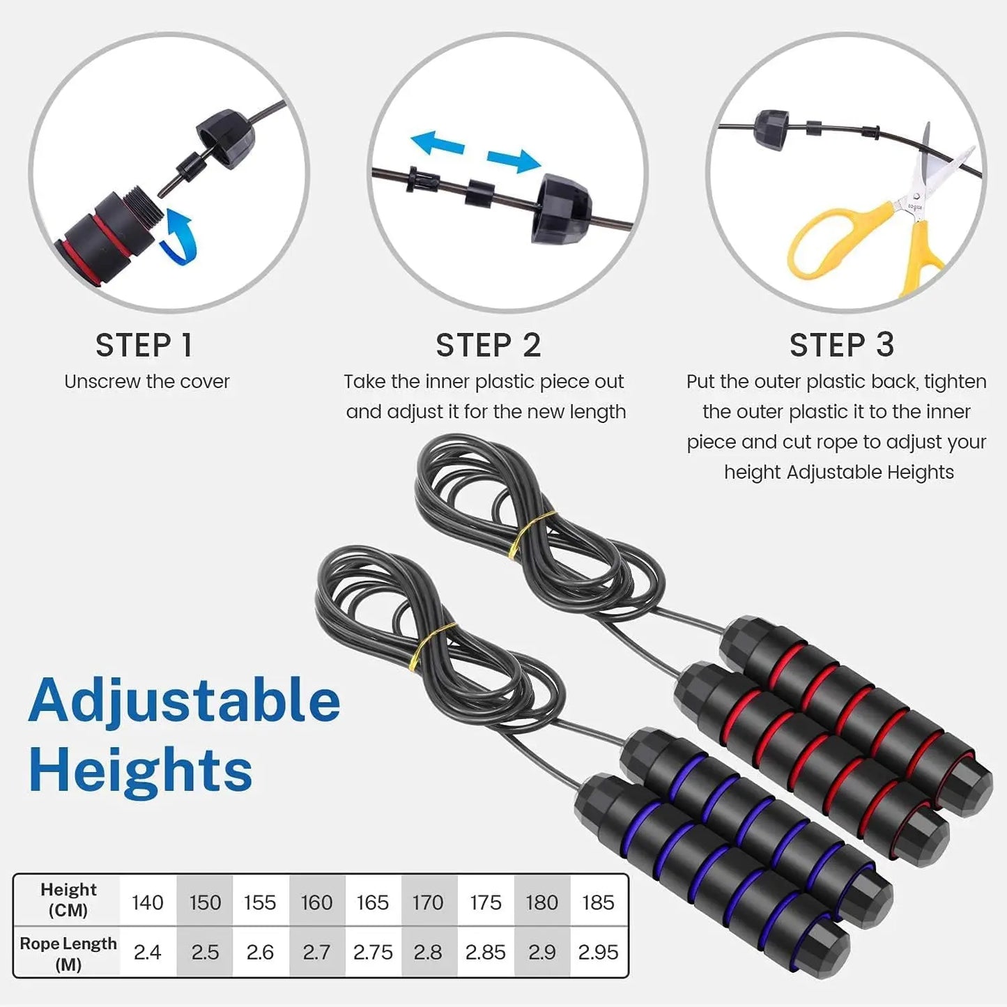 With Ball Bearings Adjustable Tangle-Free Speed Wire Jump Rope Workout with Foam Handles for Fitness Home Workouts and Slim Body