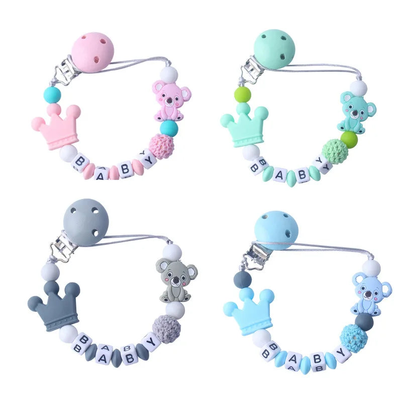 Custom Personalized Name Pacifier Chain for Baby Teether Newborn Toddler Silicone Clips Holder Baby Teething Toys Accessories