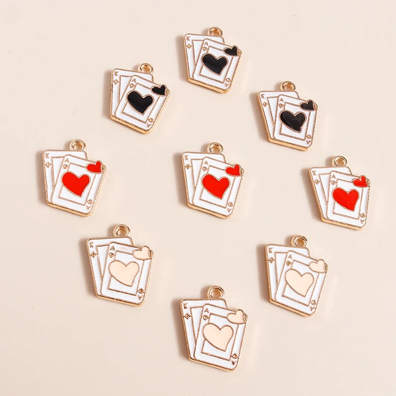 10pcs Creative Heart Ace Poker Charms Pendants for DIY Jewelry Making Accessories Handmade Charm Earrings Bracelets Necklaces