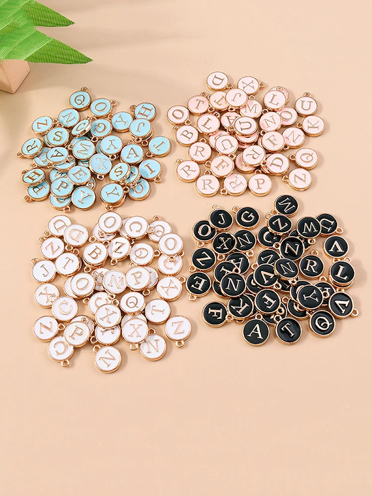 10pcs 4 Colors Cute Mini Alphabet 26 Letters Charms Pendants for DIY Name Jewelry Necklace Bracelet Earrings  Birthday Gifts