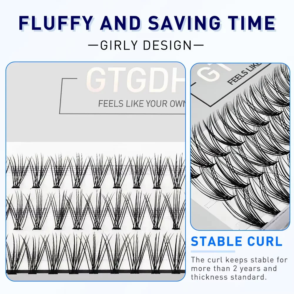 60pcs Individual Cluster EyeLashes Professional Makeup Grafting Fake False Eyelashes for Eyelash Extensions False Eyelashes Tabs