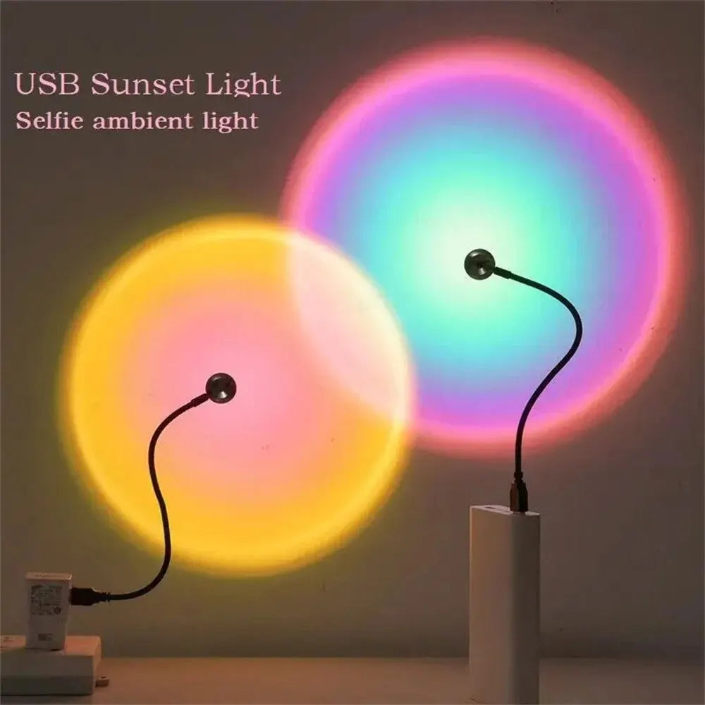 USB Rainbow Sunset Photography Light LED Light Mobile Phone Self  Neon Night Light Projector Photography Wall Atmosphere Light