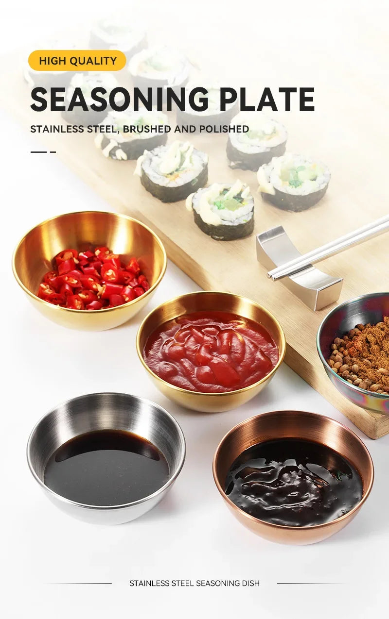 2/4/6pcs Stainless Steel Small Sauce Dishes Seasoning Serving Tray Spice Plates Set Soy Sauce Dish Specialty Tableware