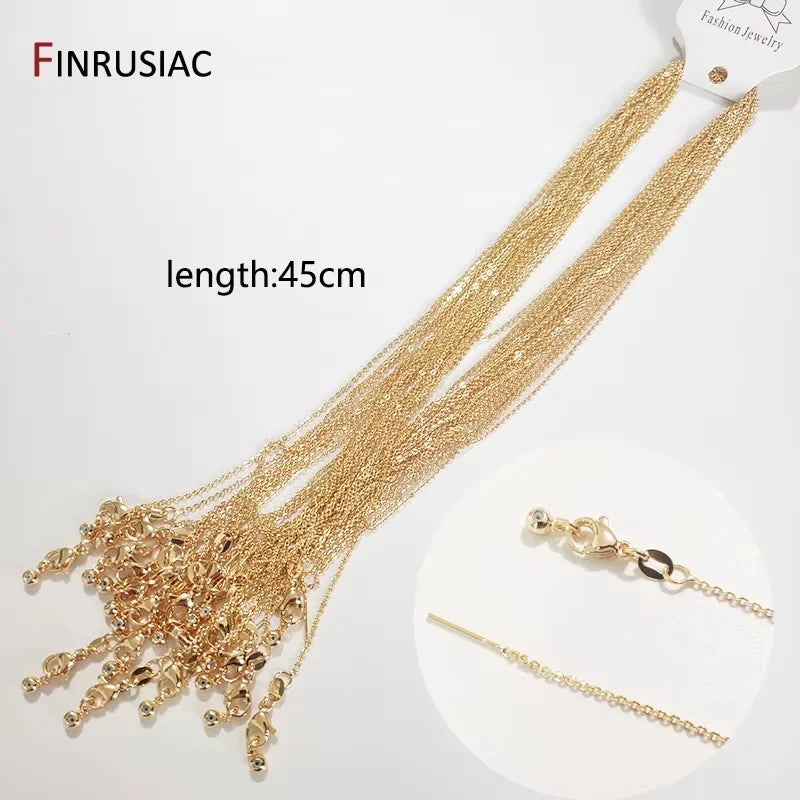 Wholesale 18K real gold plated chain for necklace making, 1.6mm thickness Spring clasp chain for Jewelry Making