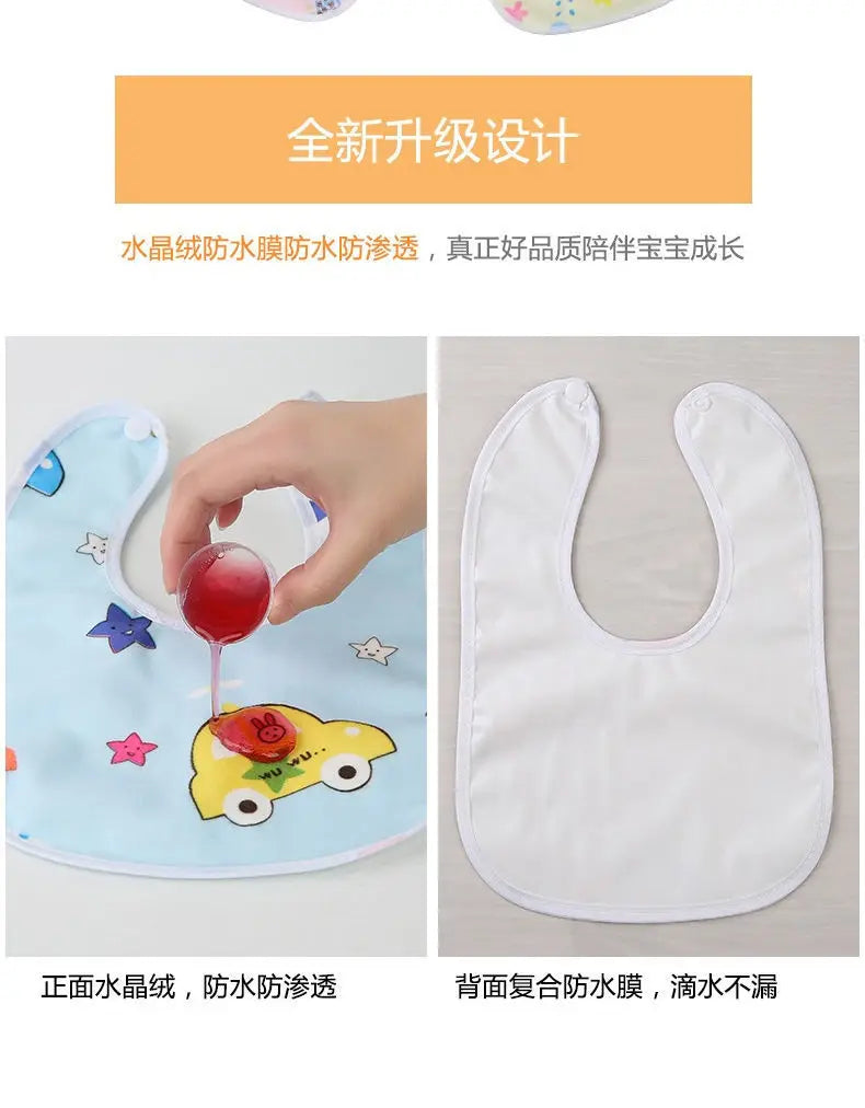 Baby Bibs Cotton Thickening Water Absorption Waterproof Bibs Baby Feeding Protection Burp Cloths Cartoon Pattern Fit Baby Stuff