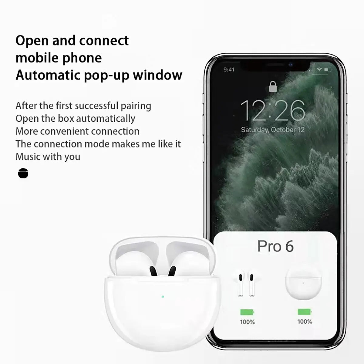 Air Pro 6 TWS Wireless Headphones with Mic Fone Bluetooth Earphones Sport Earbuds Pro6 J6 Headset for Apple iPhone Xiaomi Huawei