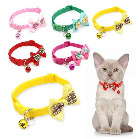 10-1PCS Pet Collars Pet Bow Bell Collars Cute Cat Collars Pet Supplies Multicolor Adjustable Pet Dressing Tool Pet Accessories