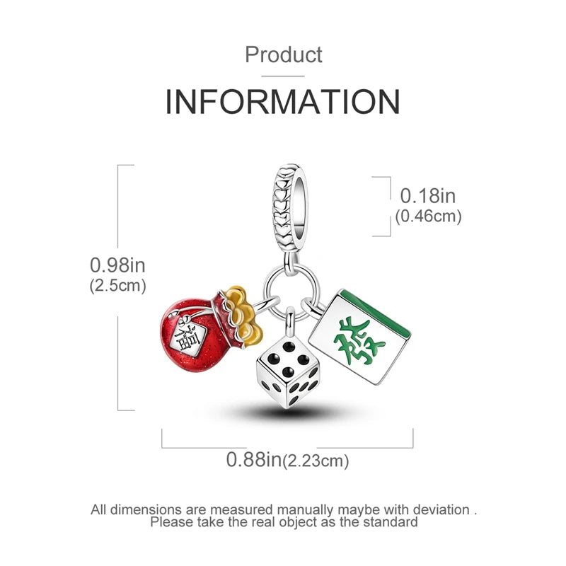 New 925 Sterling Silver New Year Series Lucky Cat God Of Wealth  Lion Dance Pendants Charms Beads Fit DIY Bracelets Jewelry Gift