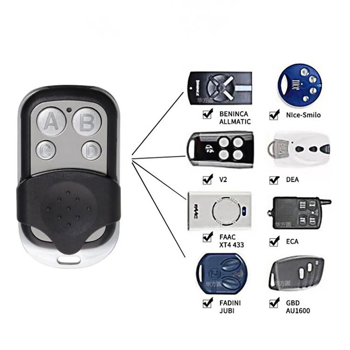 433MHz Remote Control 4CH Car Key Garage Door Gate Opener Duplicator Universal Copy Garage Door Car CAME RemotesC