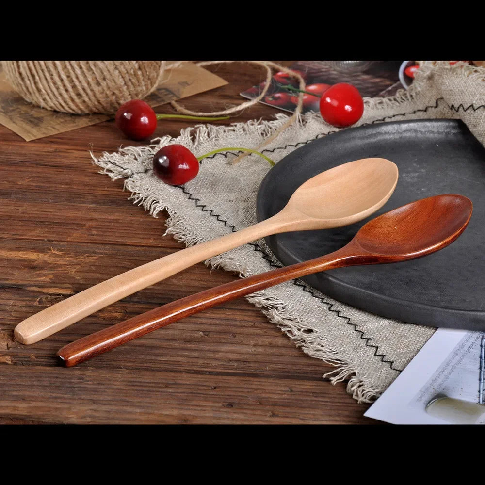 2pcs Wooden Spoon Tableware Kitchen Cooking Utensil Tools Soup Tea Spoon Catering Cooking Tool Coffee Soup Teaspoon Honey Spoon