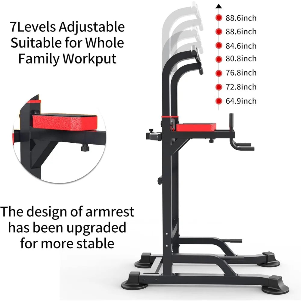 Power Tower Dip Station Workout equipment Pull up Bar for Home Gym Adjustable Height Strength Training Fitness Equipment