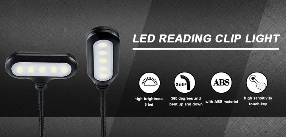 Mini Portable LED Book Light Eye Protection Reading Lamp Flexible Adjustable Direction Battery Learning Desk Lamp Bedroom Light