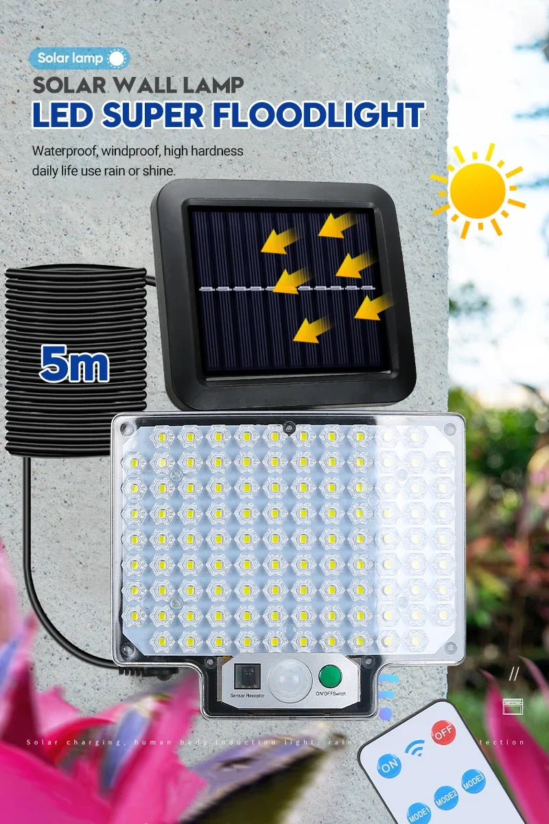 NEW 192 LED Solar Lamp Outdoor Wall Lamp IP65 Waterproof Spotlights Lamp Motion Sensor Solar 3 Mode Street Light Garden Decor