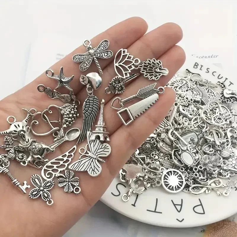 100pcs Tibetan Silver Mixed Pendant Animals Charms Beads for Jewelry Making Bracelet Earrings Necklace DIY Craft Art Charms