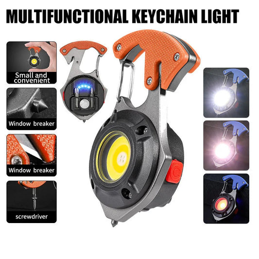 Portable Mini Multi-Function Keychain Light Maintenance Light Outdoor Camping Rechargeable Flashlight Cob Work Light