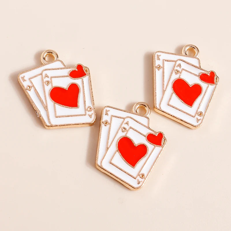 10pcs Creative Heart Ace Poker Charms Pendants for DIY Jewelry Making Accessories Handmade Charm Earrings Bracelets Necklaces