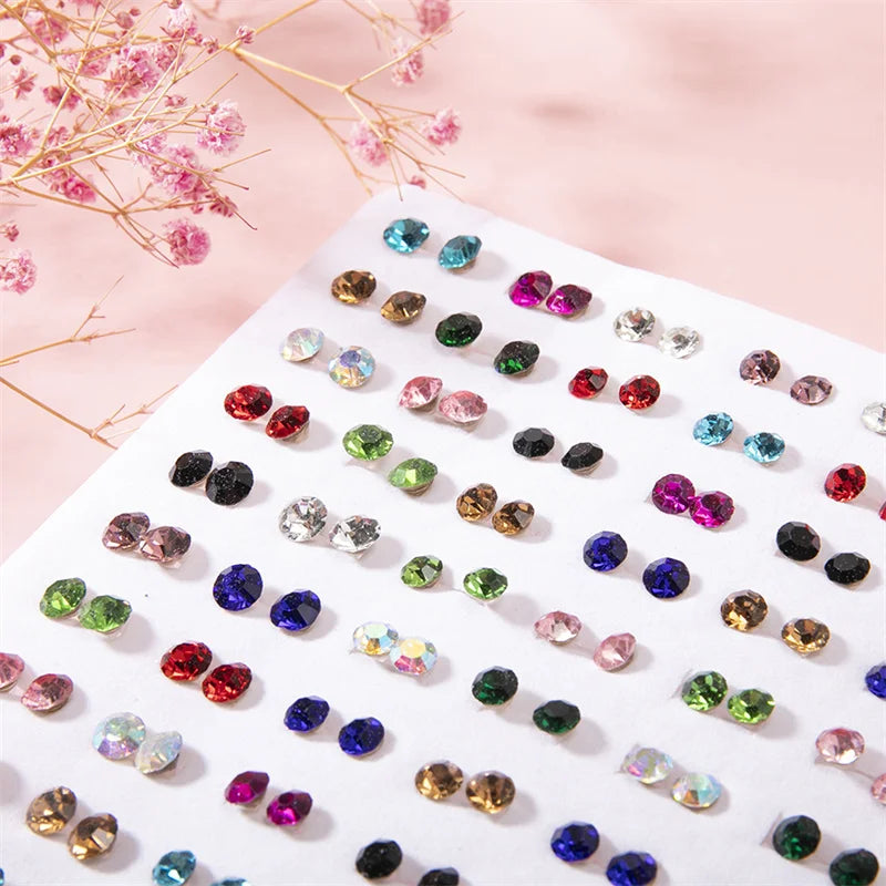 100Pair Women Acrylic Crystal Small Stud Earrings Set Girls Heart Star Animal Moon Plastic Geometric Earring Jewelry Gifts