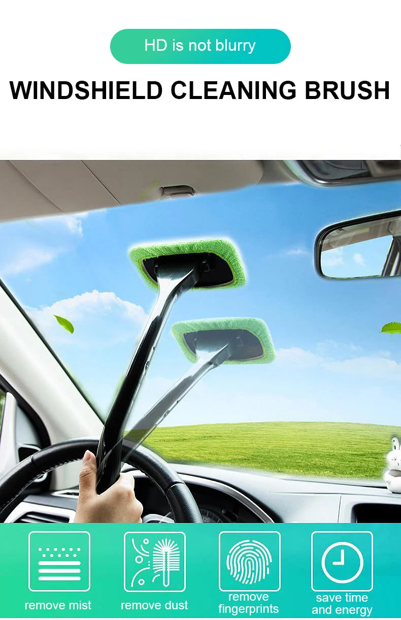 2 Pcs Car Window Cleaning Tool, Effortlessly Clean Your Car Windows with This Premium Window Cleaning Brush Kit