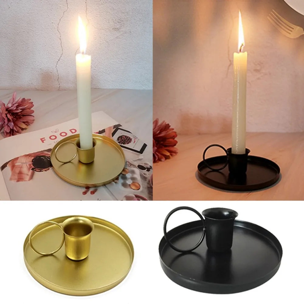 Portable Candle Holder Desktop Candlestick Adornment Metal Candlestick Taper Candle Holder With Handle Home Wedding Decorations