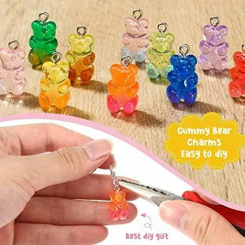 10/50pcs Candy Color Gummy Mini Bear Charms Pendant for Making Cute Earrings Pendant Necklace DIY Creative Jewelry Finding