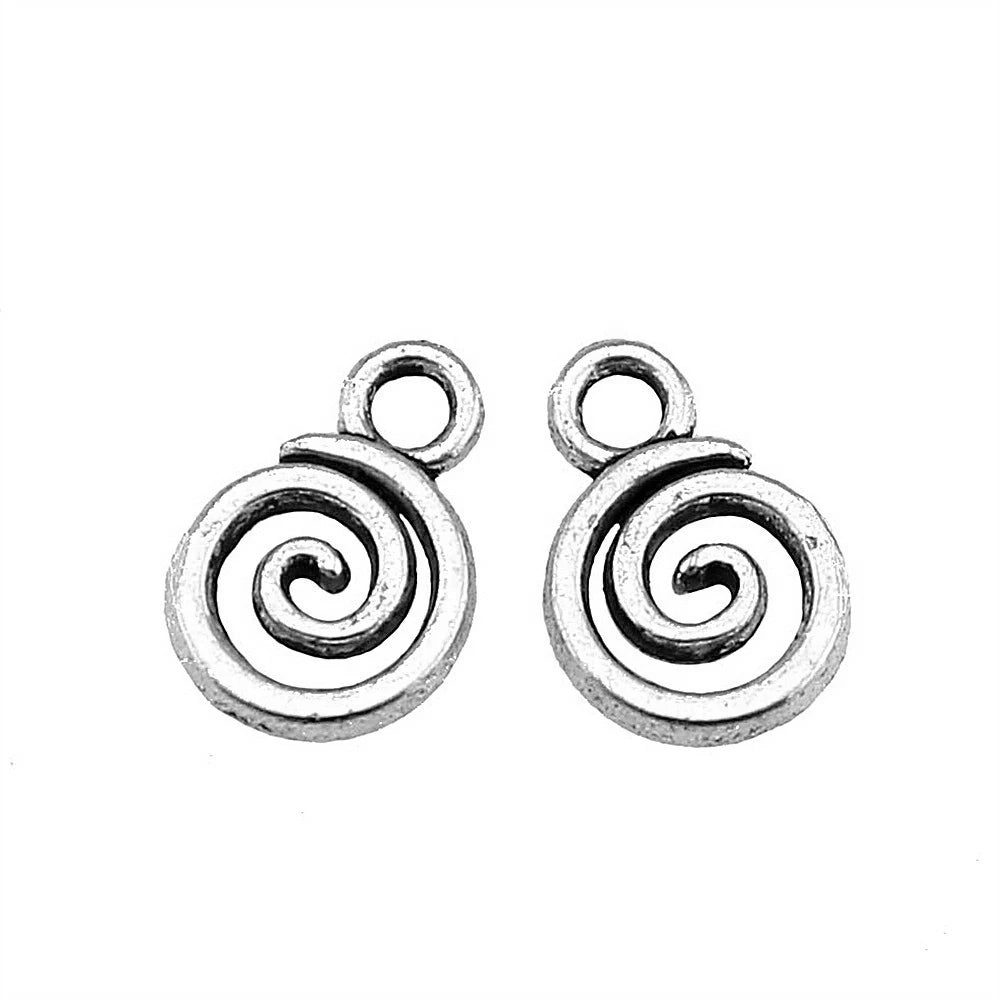 WYSIWYG 40pcs 11x8mm Swirl Charm Pendants For Jewelry Making Antique Silver Color Swirl Pendants Charm Swirl