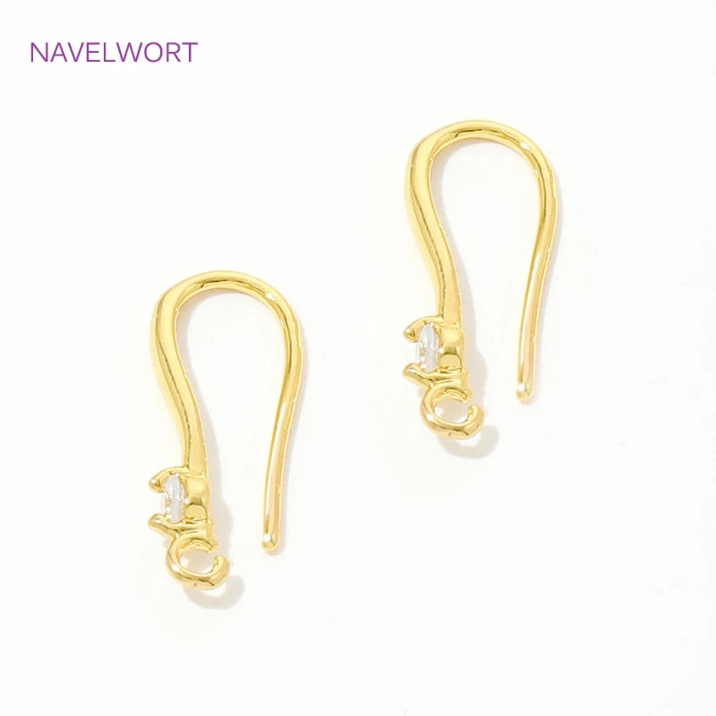 10/20Pcs Earwires Hooks For Earring 18K Gold Plated Brass Inlaid Zircon Earrring Clasp Hooks Fittings,Accessories For Earrings