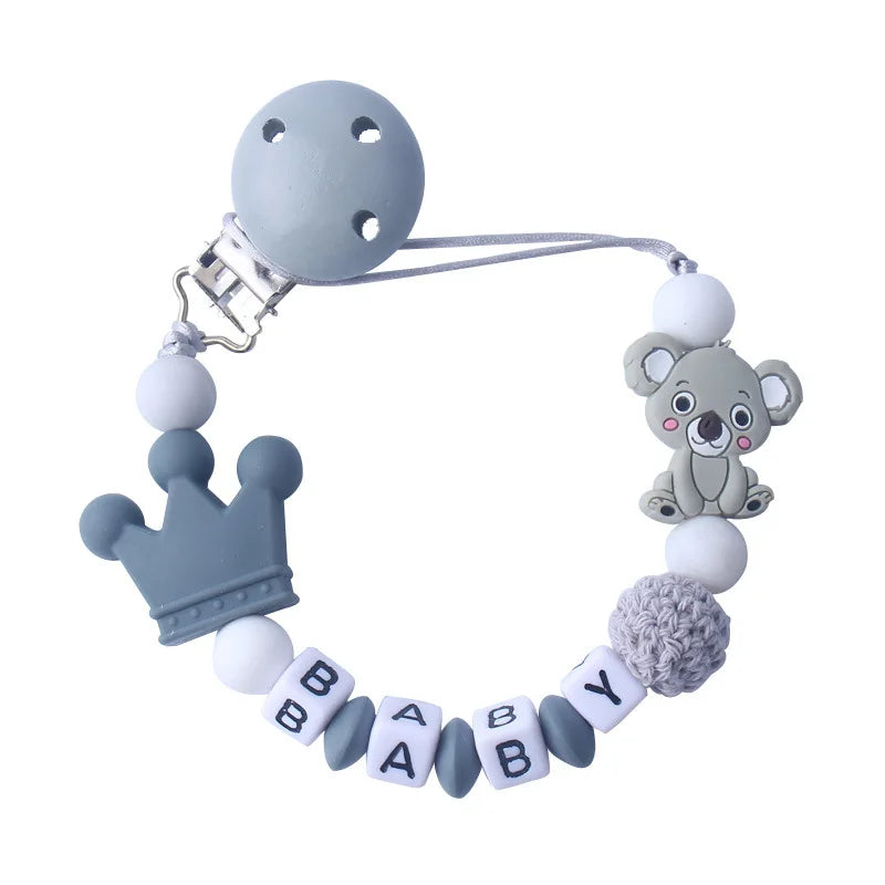 Custom Personalized Name Pacifier Chain for Baby Teether Newborn Toddler Silicone Clips Holder Baby Teething Toys Accessories