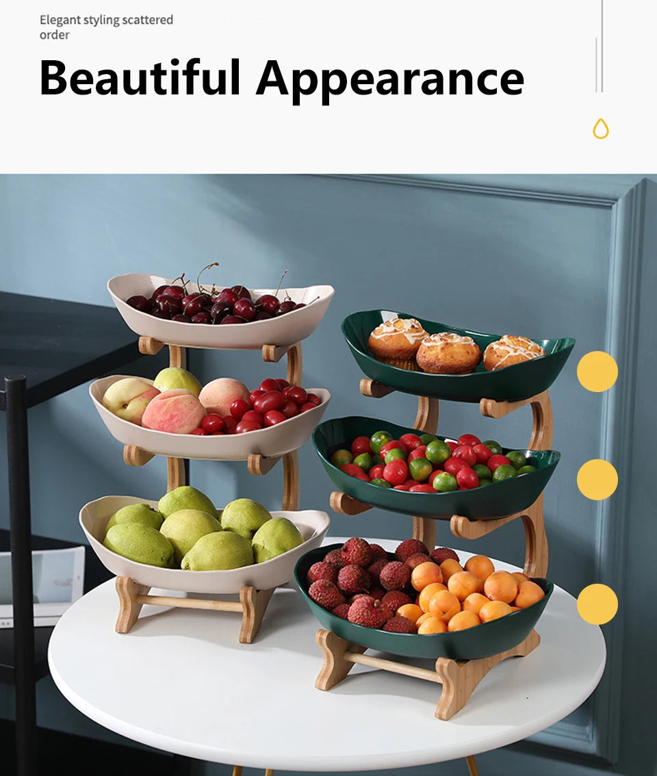 Table Plates Dinnerware Kitchen Fruit Bowl with Floors Partitioned Candy Cake Trays Wooden Tableware Dishes