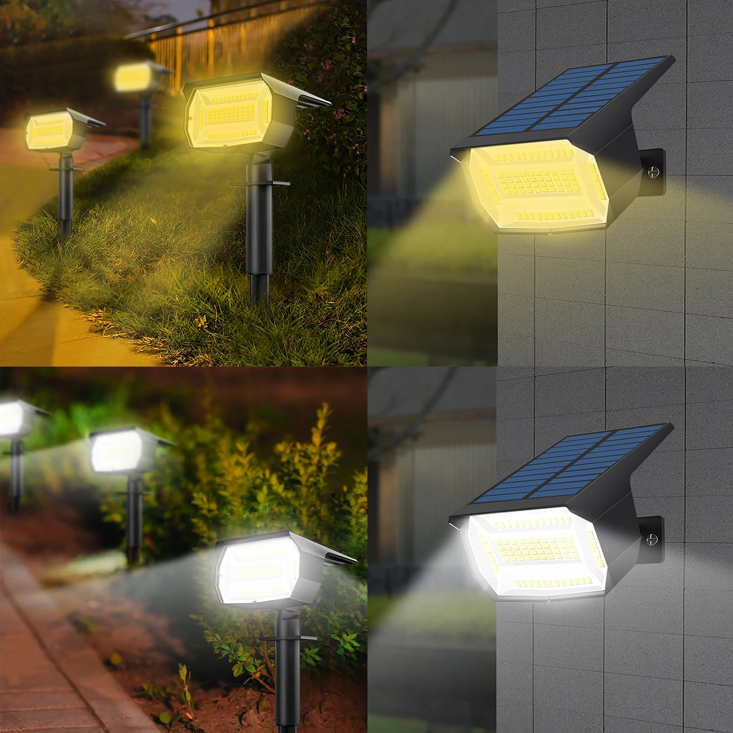 72/68 LED Solar Landscape Spotlights Lights Outdoor 2-in-1 Garden Outdoor Solar Powered Wall Light 3 Mode Front Door Backyard