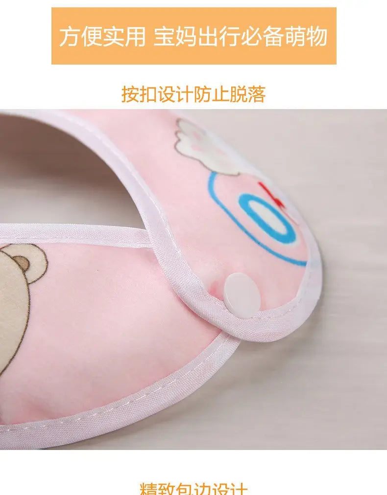 Baby Bibs Cotton Thickening Water Absorption Waterproof Bibs Baby Feeding Protection Burp Cloths Cartoon Pattern Fit Baby Stuff