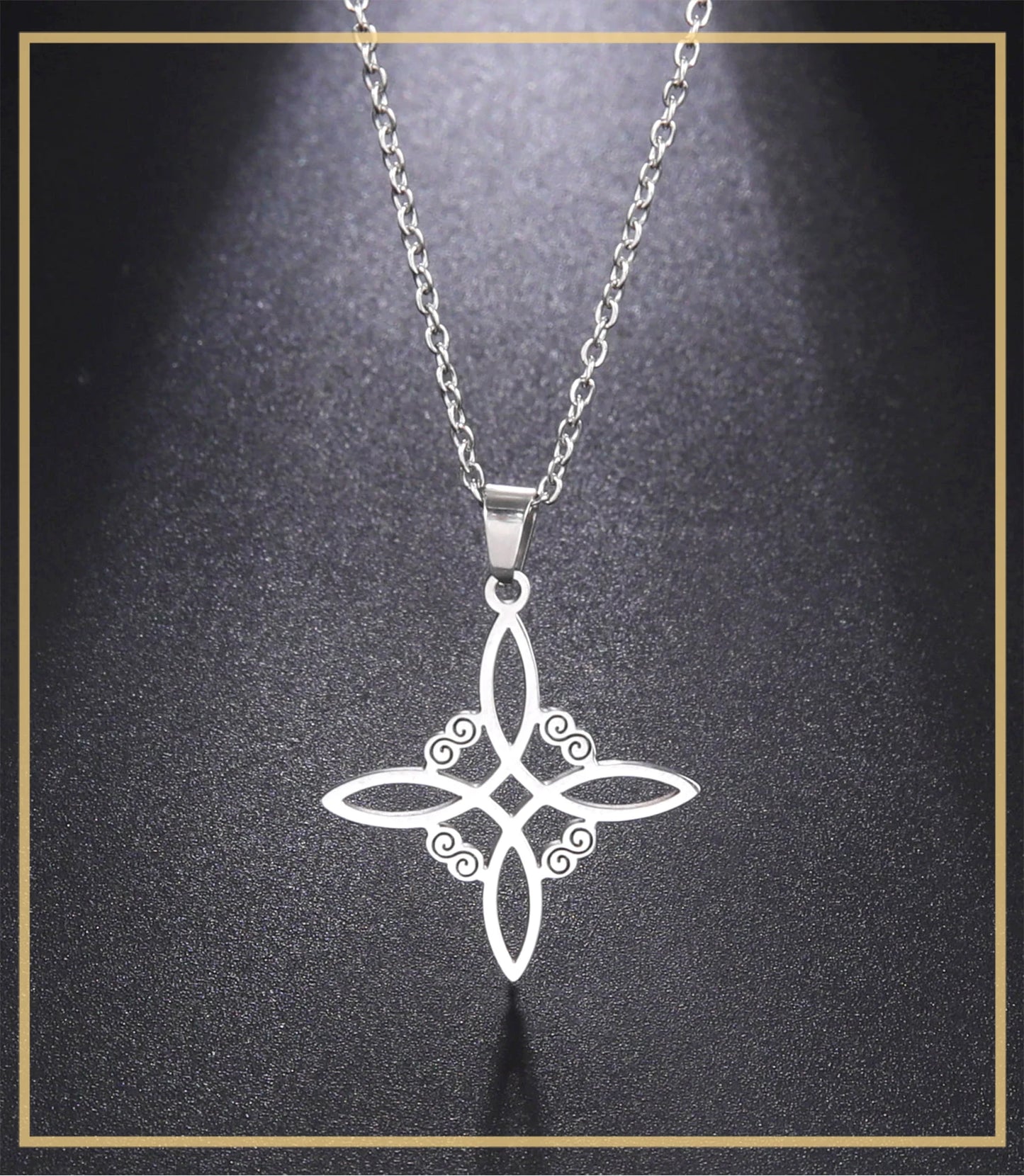 Skyrim Wicca Witchcraft Witch Knot Necklace Stainless Steel Choker Necklaces Vintage Amulet Supernatural Jewelry Gift for Women