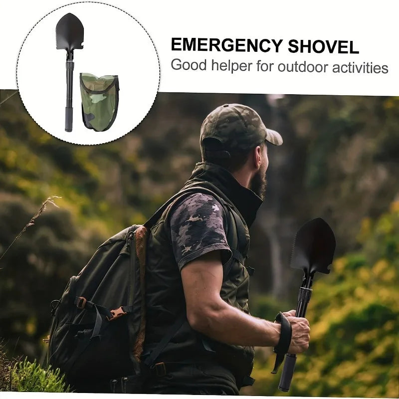 Compact 5-in-1 Survival Shovel - Durable Stainless Steel Tactical Spade with Compass, Saw & Bottle Opener for Outdoor Adventures