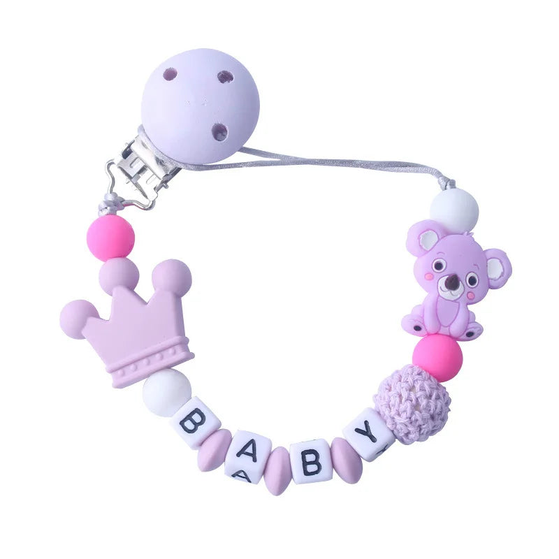 Custom Personalized Name Pacifier Chain for Baby Teether Newborn Toddler Silicone Clips Holder Baby Teething Toys Accessories