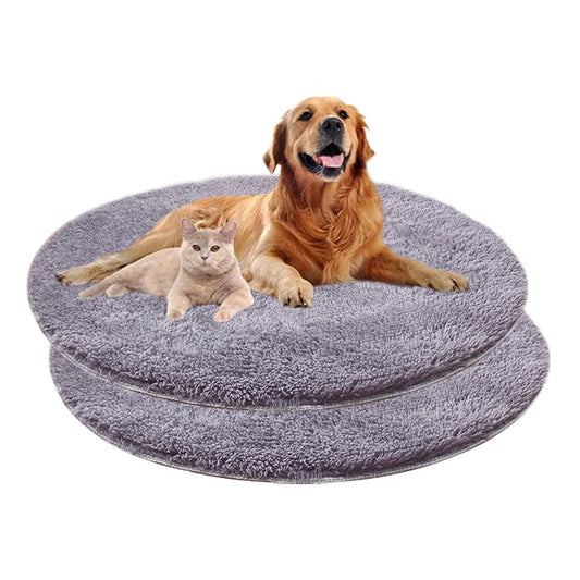 Round Dog Bed Mat Pet Sleeping Bed Soft Fluffy Long Plush Warm Pets Cushion For Small Medium Large Dogs Cat Sleeping Blanket Pad