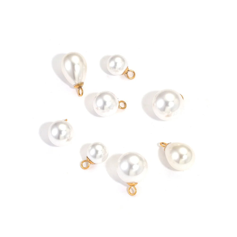 10pcs Imitation Pearl Stainless Steel Needle Charms Accessories for DIY Earrings Necklace Bracelet Jewelry Making Charm Dangles