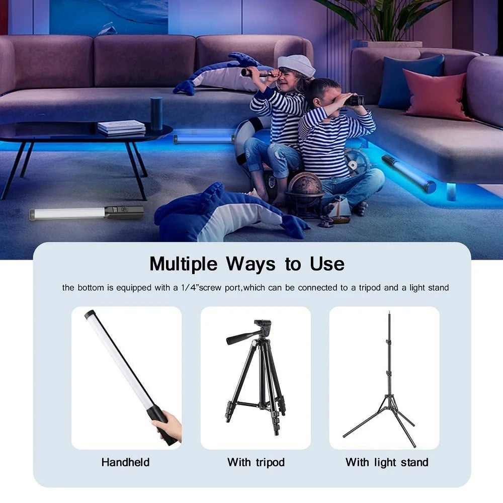 Handheld RGB Colorful Stick Light 19.68 inch 50CM Handheld LED Light Wand CRI 95+ 2500K-9000K Photography Studio Lamp