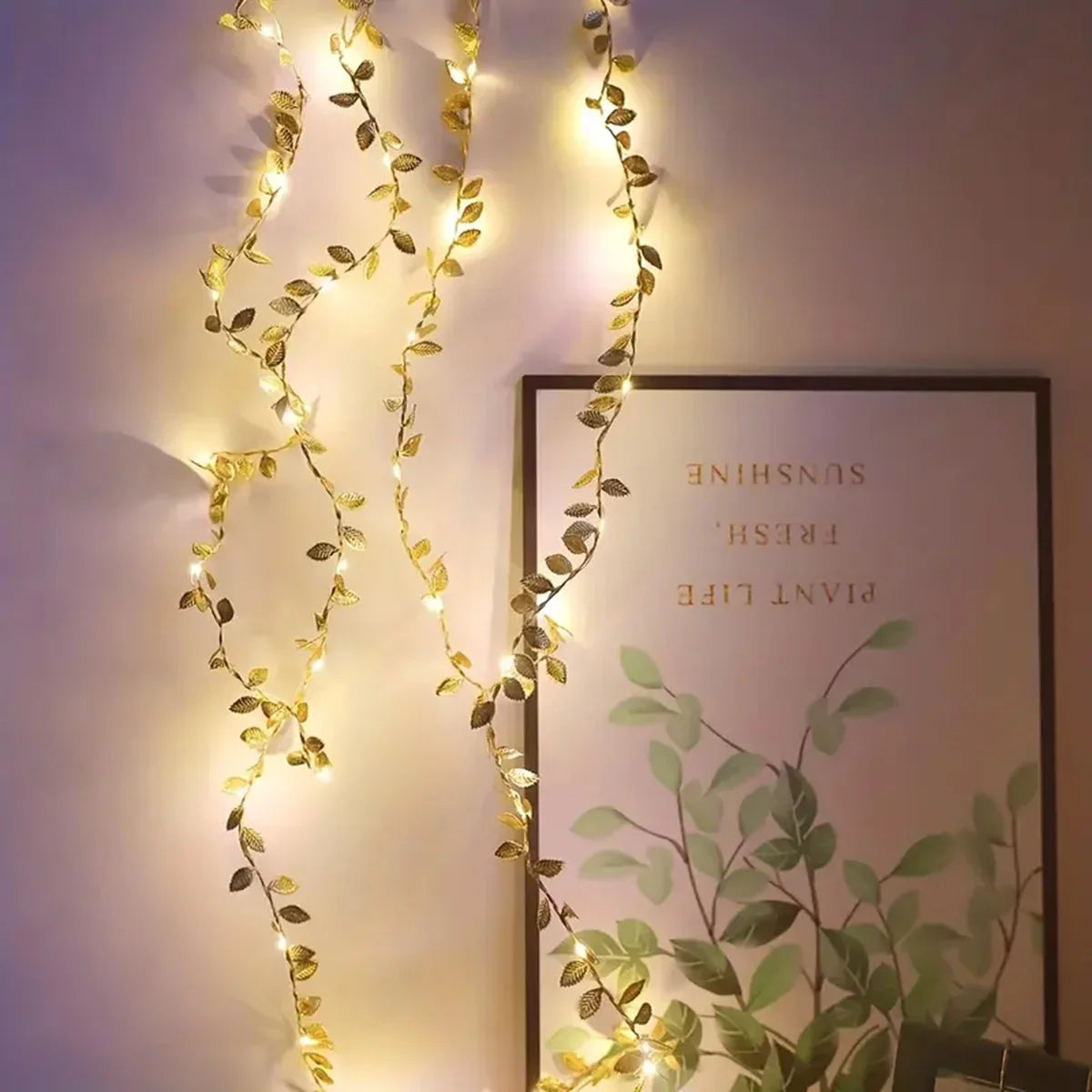 Golden Tiny Leaves Fairy Light Sliver Leaf Battery Powerd Led Copper Wire String Lights For Wedding Home Party DIY Xmas Decor