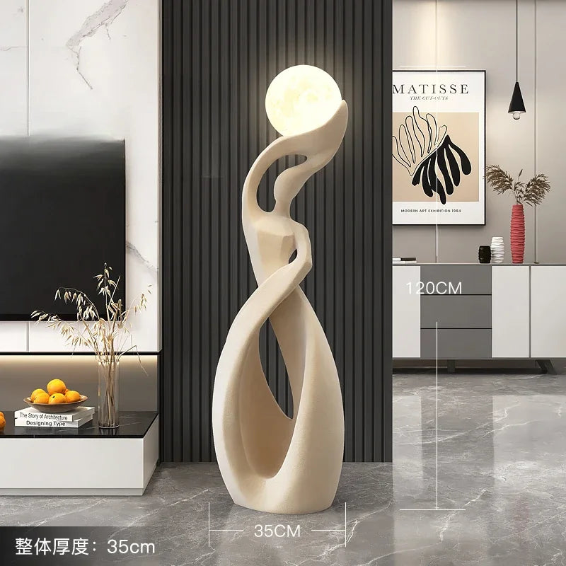 120CM Home Decor Maid Statue Abstract Art Ornaments Nordic Living Room Large Floor Luminous Sculpture Gift Interior Figurines