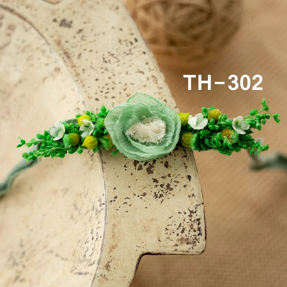 Baby Girl Flower Headbands Newborn Photography Props Dried Flowers Newborn Hairband Princess Tieback Baby Girl Hair Accessories