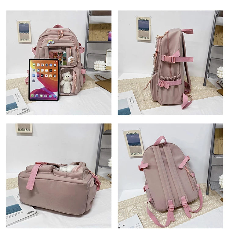 Cute Women Backpacks Waterproof Multi-Pocket Nylon School Backpack for Student Female Girls Kawaii Laptop Book Pack Mochilas