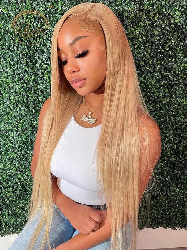 Honey Blonde Colored Body Wave Lace Front Human Hair Wig Color 27 Pre Plucked 13x6 Transparent Lace Frontal Wigs For Women