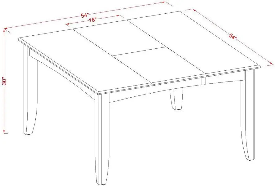 East West Furniture Parfait Dining Room Square Kitchen Table Top with Butterfly Leaf, 54x54 Inch, Cappuccino