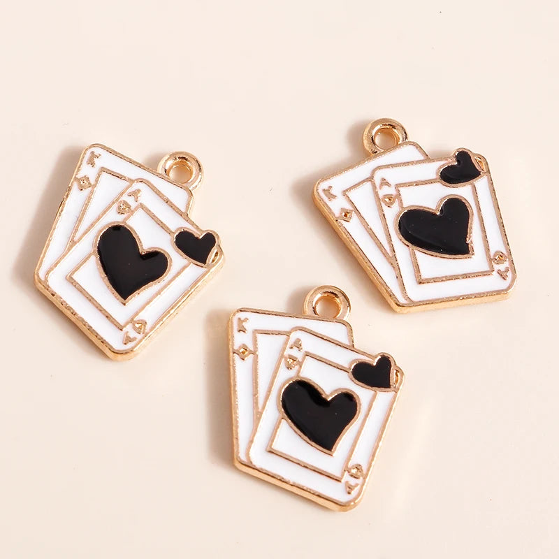 10pcs Creative Heart Ace Poker Charms Pendants for DIY Jewelry Making Accessories Handmade Charm Earrings Bracelets Necklaces